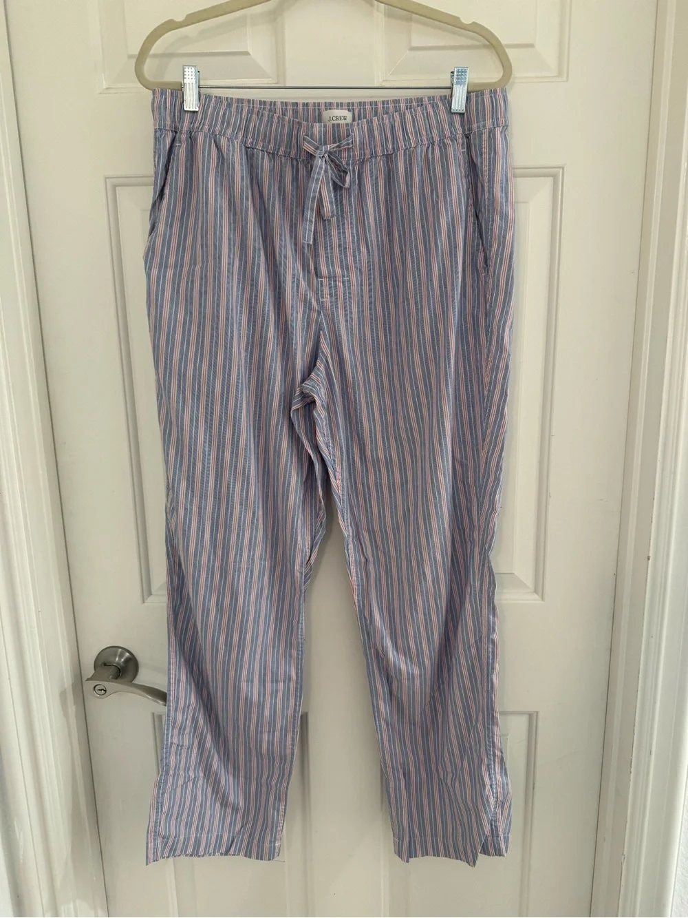 J. Crew 100% cotton striped red white blue Pajama Pants Bottoms Large July 4th
